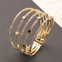 new 925 silver rose gold crystal flashing fashion simple multi layer personality temperament adjustable bracelet women jewelry