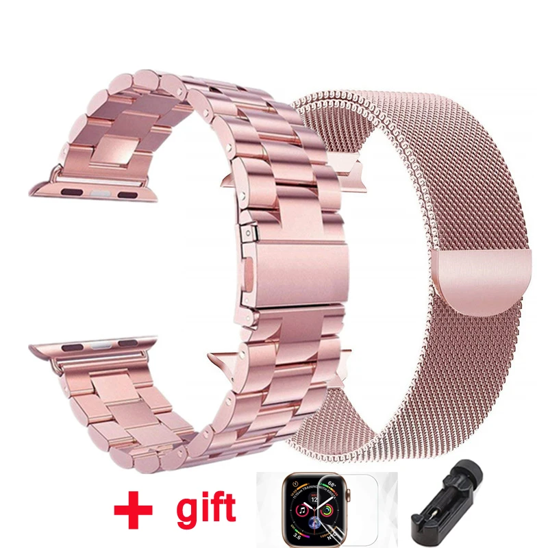 Ремешок для Apple watch band 42 мм 38 мм Миланская петля iWatch band 44 мм 40 мм браслет из нержавеющей стали Apple watch аксессуары