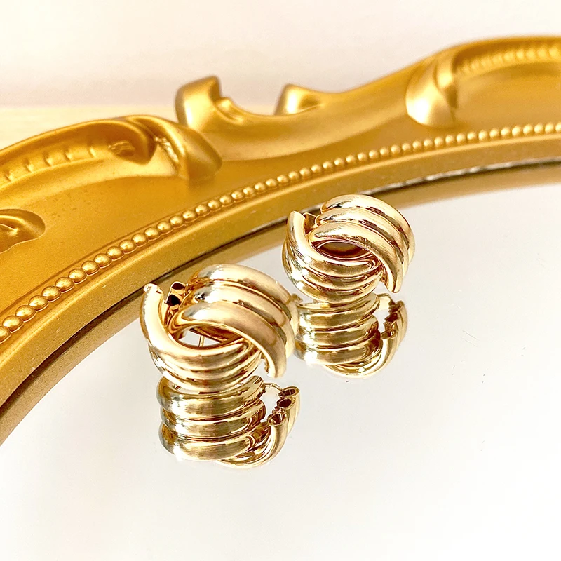 

2020 New Gold Color Earrings For Women Multiple Trendy Round Geometric Drop Statement Earrings Fashion Party Jewelry Gift