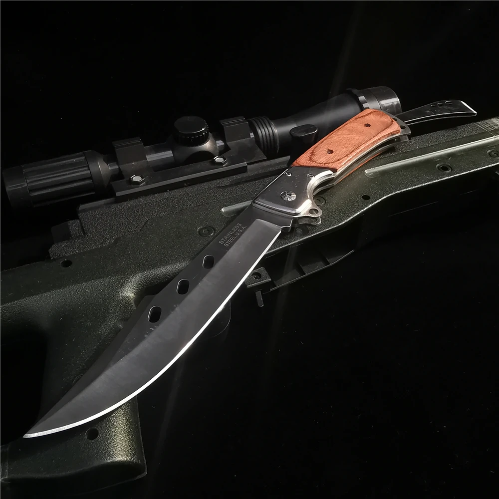 Складной нож 8cr15mov со складным лезвием стальная деревянная ручка складной