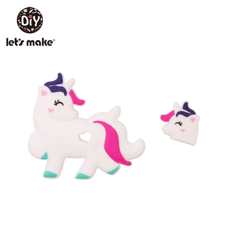 unicorn1 Let's Make 2 шт./компл. силиконовый Прорезыватель для зубов малышей игрушки Diy Аксессуары для колясок для соски с цепочкой, Еда Класс игрушки Детский Прорезыватель для зубов - Цвет: unicorn1