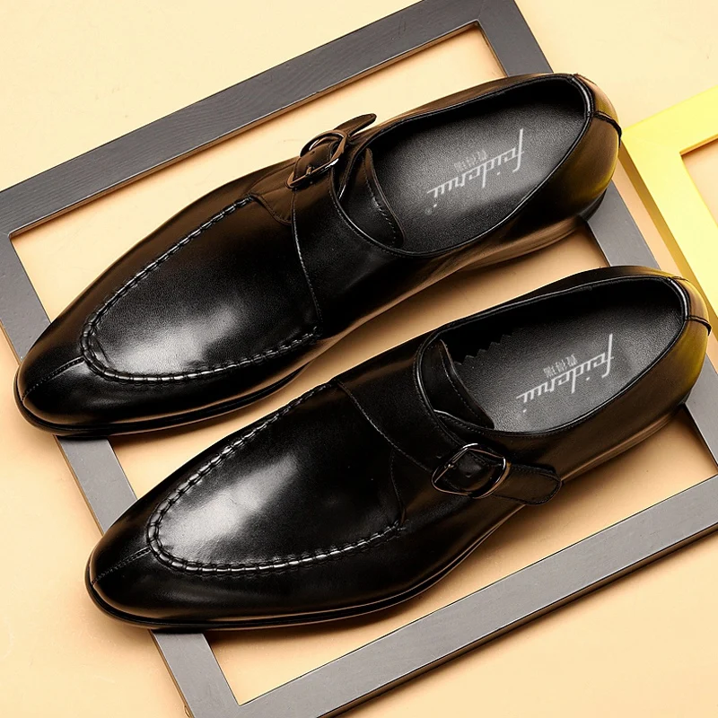 Мужские туфли-оксфорды из натуральной кожи с острым носком | Обувь