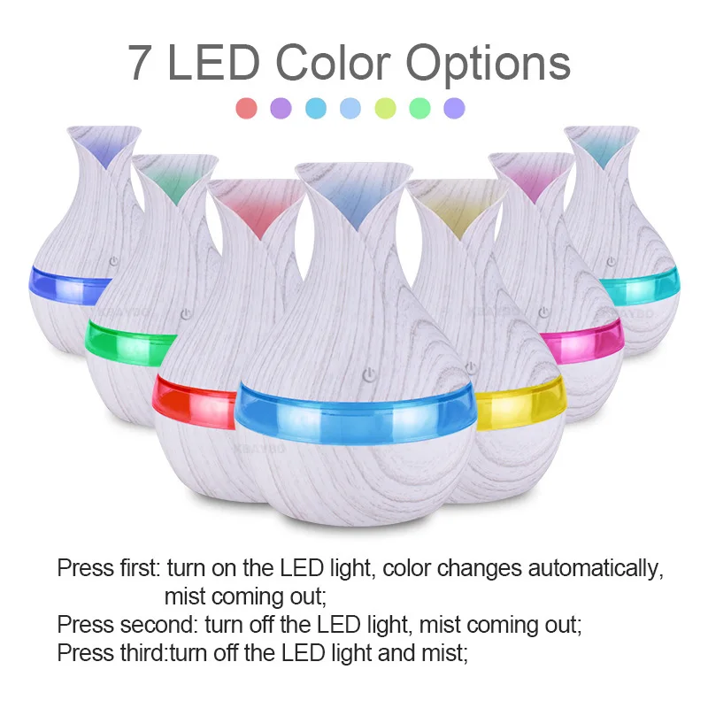 KBAYBO Household Mini Aromatherapy Essential Oil Diffuser Electric Sprayer 300ML Cool Mist Air Humidifier with 7 Color LED Light | Бытовая