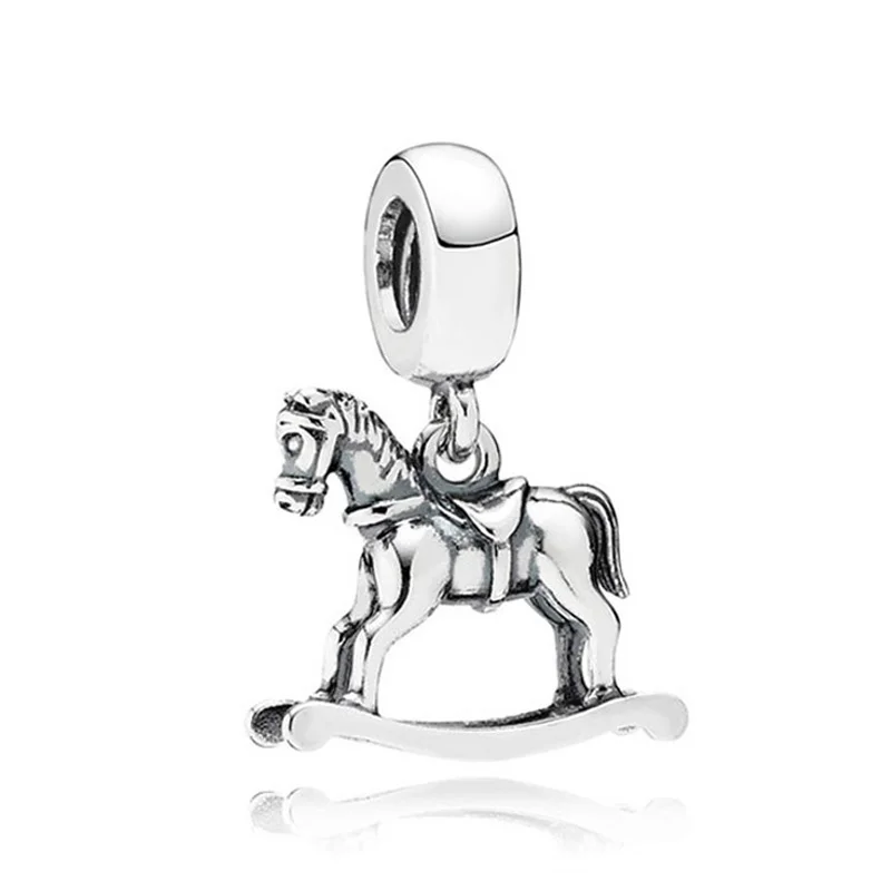 

Fashion 925 Sterling Silver Original PAN Bicycle Horse Crystal Pendant Charm Beads Women DIY Bracelet Necklaces Jewelry Gift