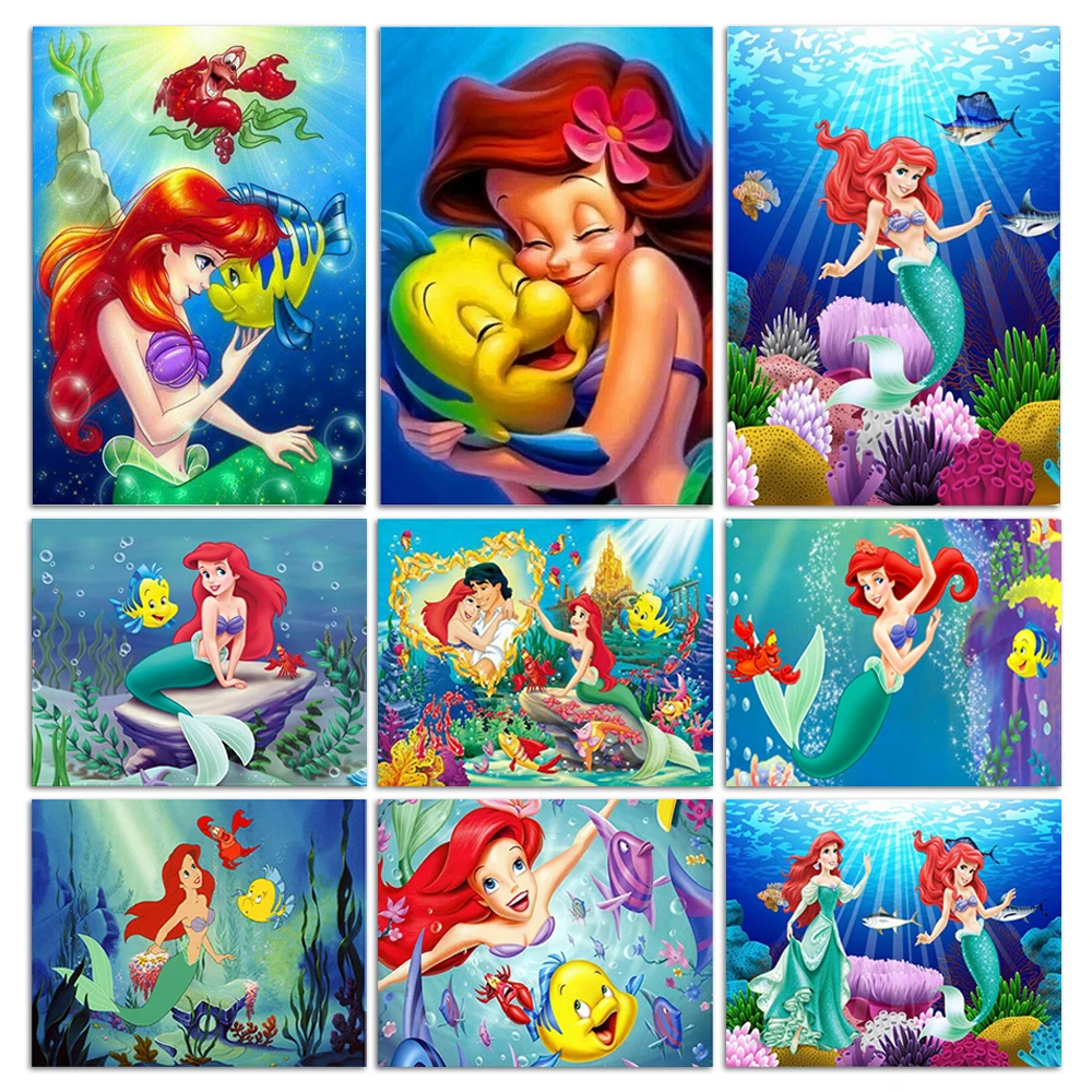 

Набор для алмазной живописи QIZITNEG, алмазная вышивка «русалка», квадрат, круглый дизайн, мультяшная принцесса, 5D, мозаика «сделай сам», вышивк...