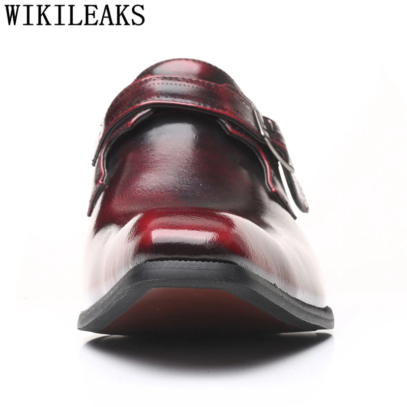 Fashion Pointed Toe Oxford Mens Dress Shoes Men Leather Office Monk Strap Chaussure Homme Mariage Soulier | Обувь