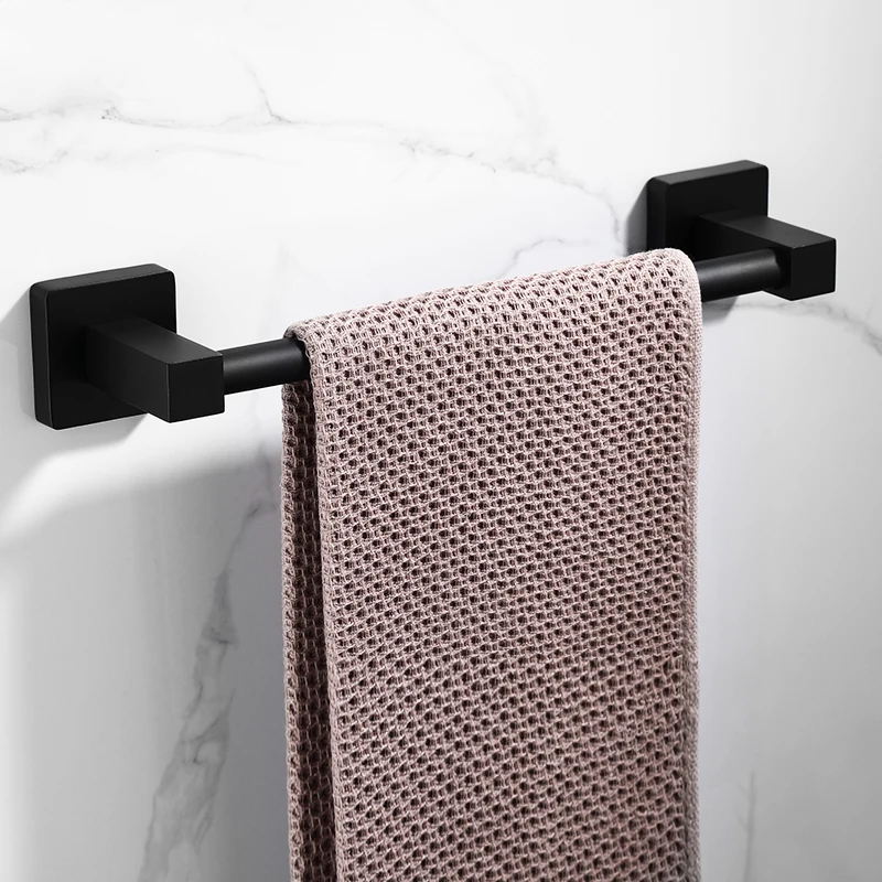 

Bathroom Black Towel Rack Wall-mounted Black Toilet Space Aluminum Towel BarStorage Rail Shelf Bathroom Accessories