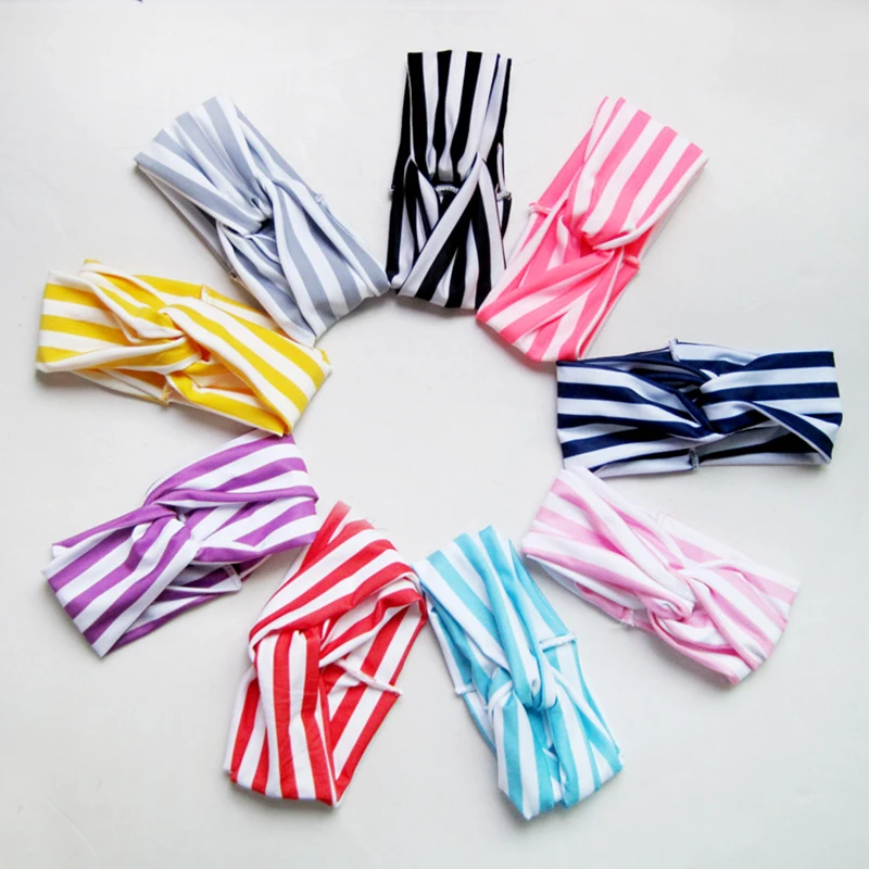 Лидер продаж эластичная лента для волос в полоску с бантом маленьких девочек