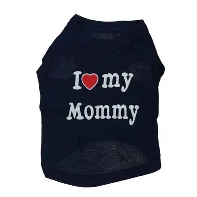 Модная одежда для собак I Love Mommy, одежда для маленьких собак, спортивная летняя одежда, пальто, мягкая футболка для йоркширских терьеров и чихуа-Хуа, одежда для щенков - Цвет: BLACK