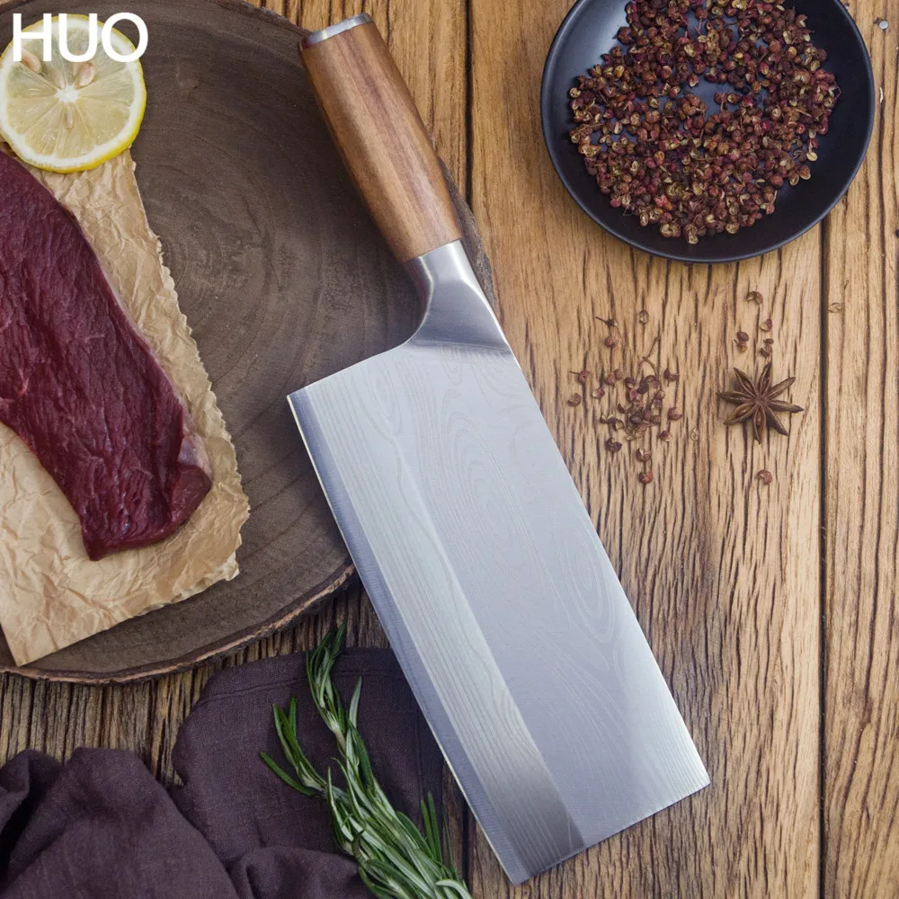 Китайский кухонный нож 4Cr13 Высокоуглеродистый мясника прочный шеф для нарезки