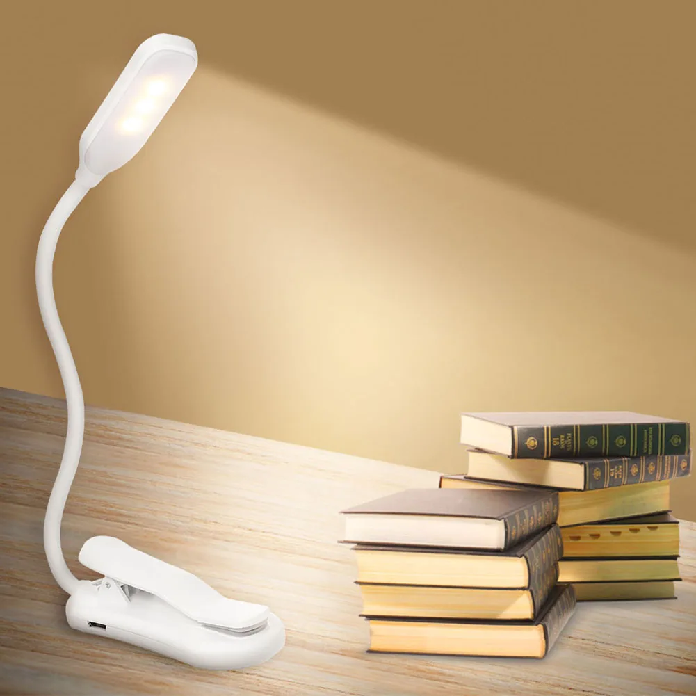 

7LED Mini 3-Level Brightness Reading Light Book Lamp Eye Care Clip On Touch Switch USB Rechargeable 360 Degree Flexible For Bed