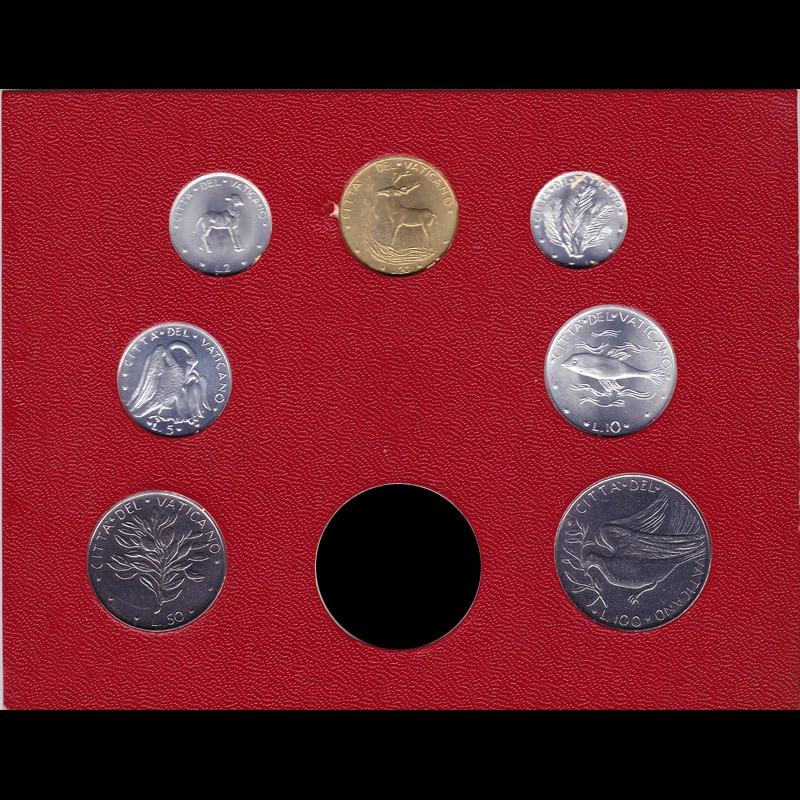 Набор 7 шт. Ватикан монеты с достоинством в лиру оригинальный Европейский монета