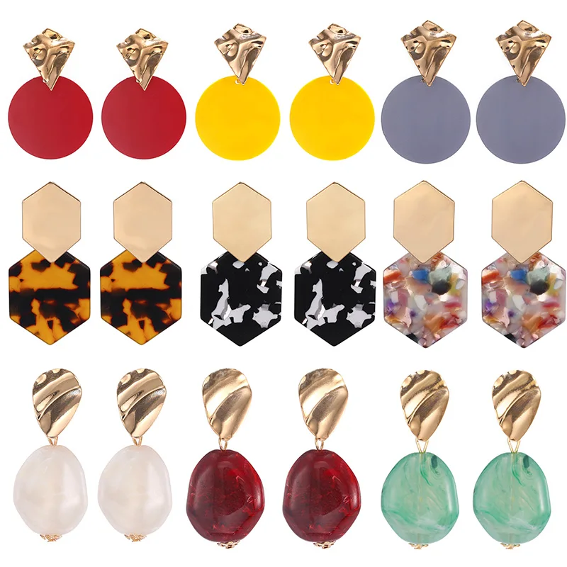 2019 Модные Акриловые серьги для женщин золотые корейские Бохо ювелирные изделия