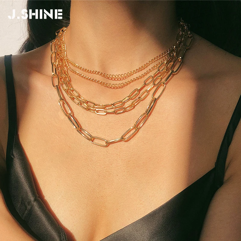 Массивное ожерелье-чокер JShine многослойная железная длинная цепь в стиле хип-хоп