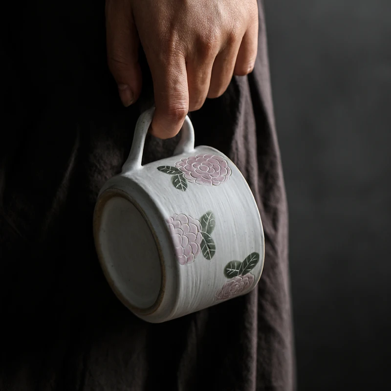 

Japanese Handmade Stoneware Coffee Cup And Saucer Set Simple Retro Coffee Cup Set Ceramic Flower Tazas De Cafe Drinkware EB5BD