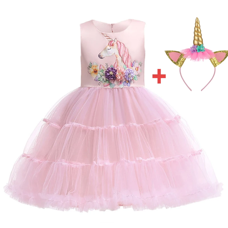 Рождественский Единорог платье для маленьких девочек Платья Для Элегантное