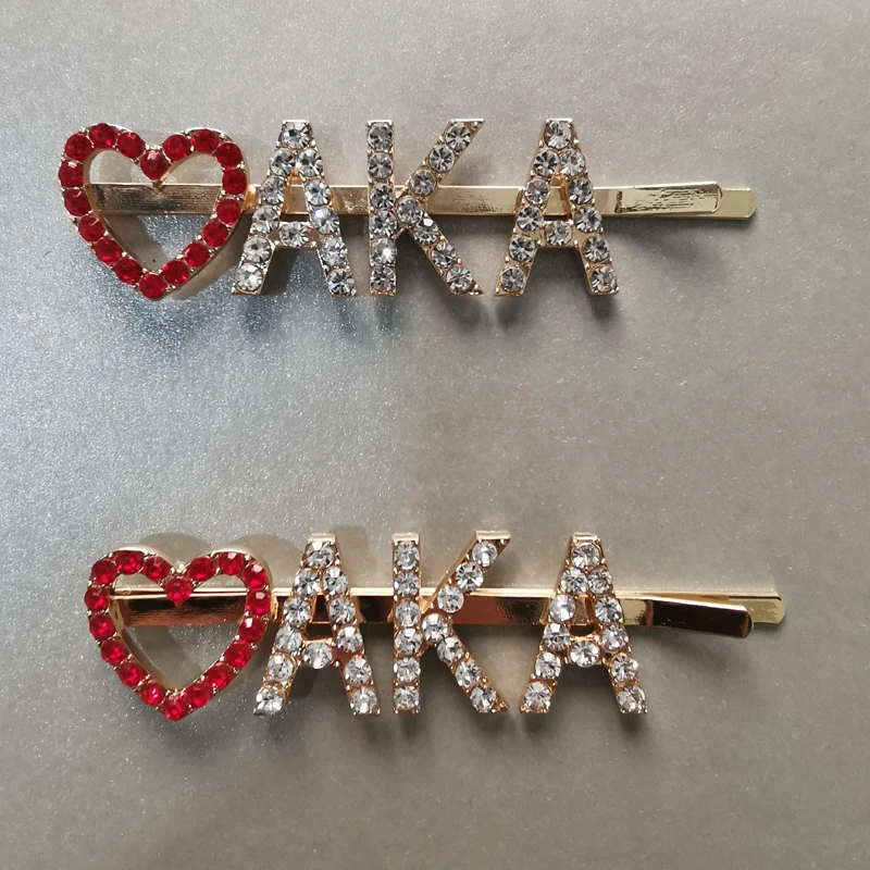 2020 новый дизайн индивидуальные греческие буквы AKA заколки для волос золотого