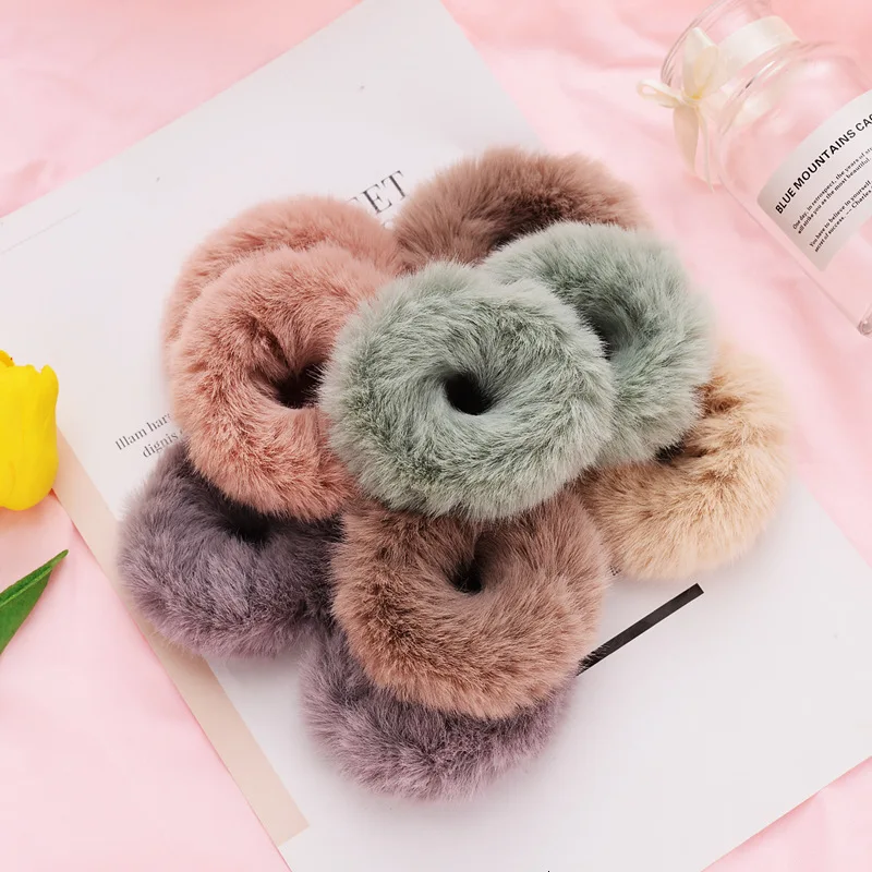 

5pcs Winter Warm Soft Scrunchie Women Girls Elastic Hair Bands Plush Hair Rope Rubber Bands Hair Accessories Hair Styling Tool