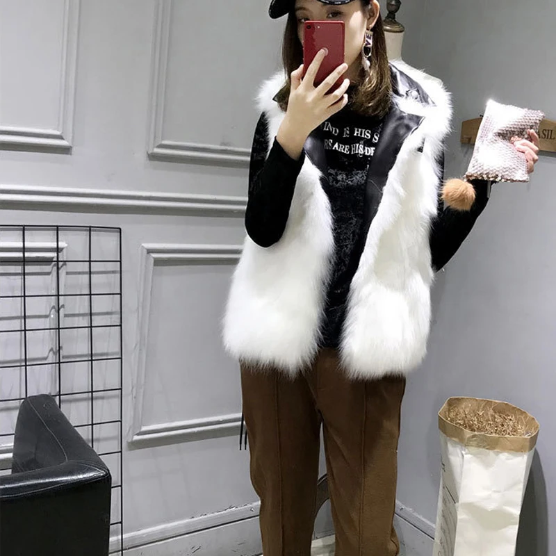 FTLZZ зимняя куртка из искусственной кожи женская белая жилетка искусственного