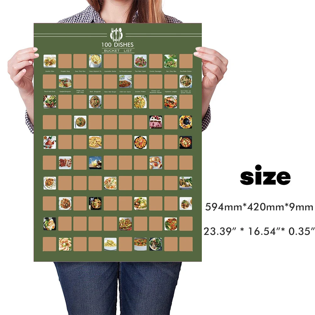 

100 List Scratch Menu Poster Delicious Food Poster Wall Hanging Decorative Poster for Home