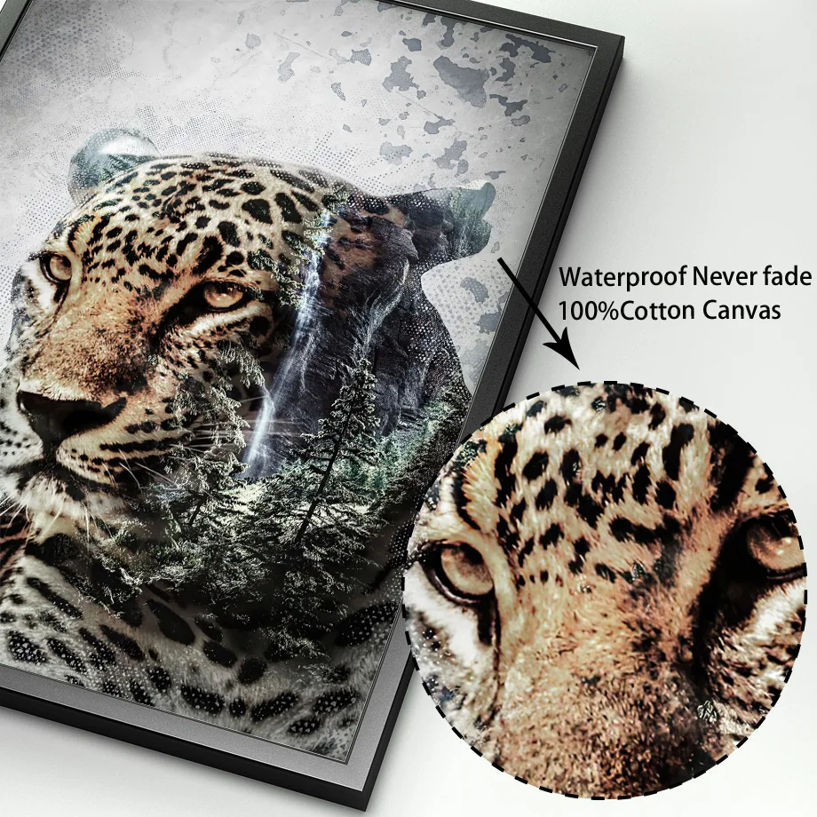 Настенная живопись на холсте абстрактный медведь лев тигр Волк лес горы