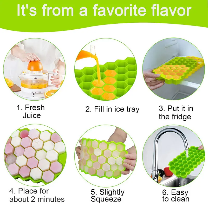 

SILIKOLOVE Honeycomb Ice Cube Trays with Removable Lids Silica Gel Ice Cube Mold BPA Free