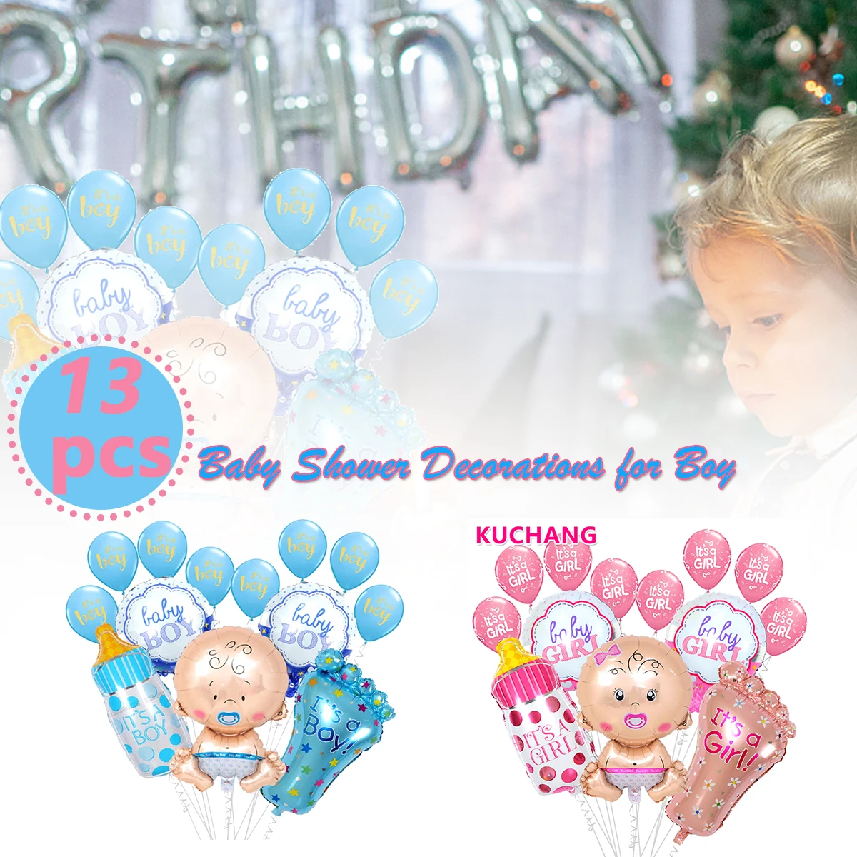 

13 шт., фольгированные воздушные шары для мальчиков и девочек