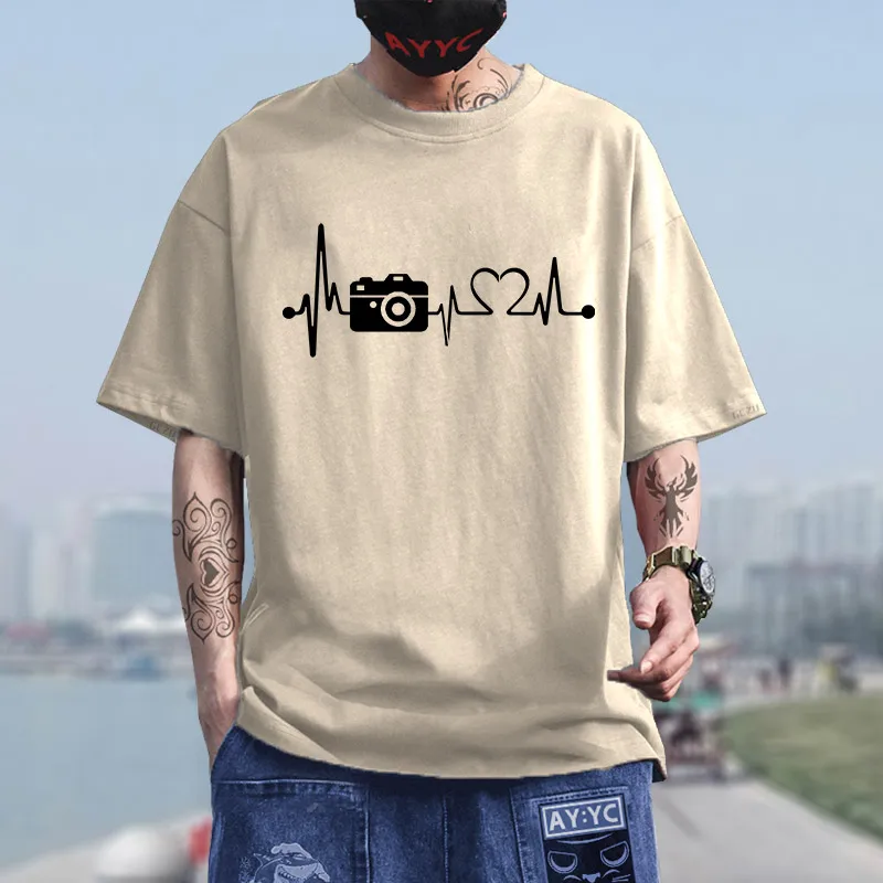 

Модная креативная брендовая футболка с рисунком пульса и сердцебиения для фотосъемки, уличная футболка с коротким рукавом в стиле хип-хоп д...