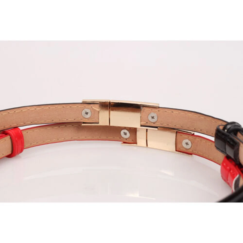 Для женщин леди тонкие узкие Золотой фиксатор Пряжка Регулируемый кожаный пояс