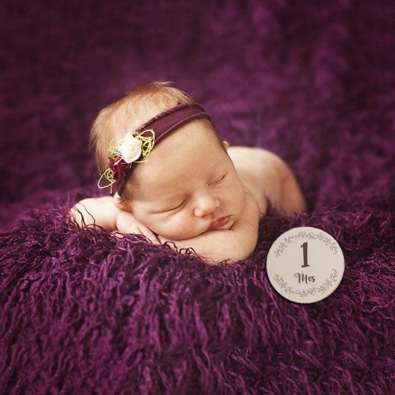 

6 Pcs/Set Handmade Baby Milestone Cards Newborn Monthly Recording Cards Spanish Language Letters Flower Print Photocards popular