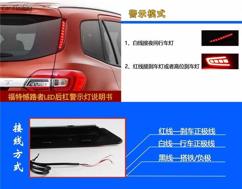 Car Flashing 2PCS For Ford Everest 2016 2017 2018 2019 LED Tail Light Rear Bumper Brake Lamp | Автомобильные фары