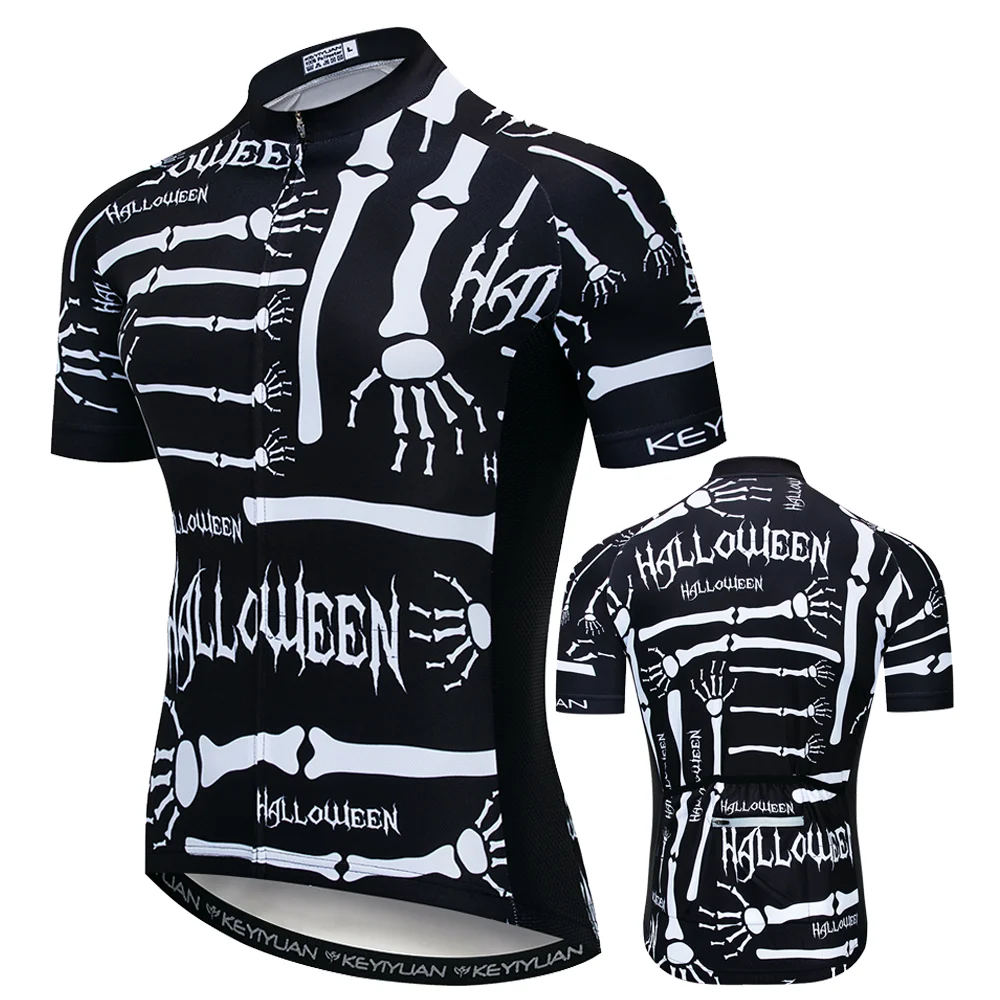 

KEYIYUAN 2021 Summer New Professional Men's Skull Short Sleeved Cycling Jersey MTB Moletom Wielerkleding Blusas