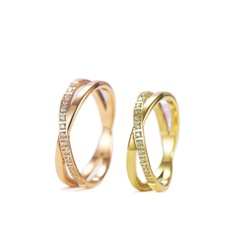 

Cubic Zirconia Stone Cross Ring Rose Gold Plating Women's Finger Tail Ring