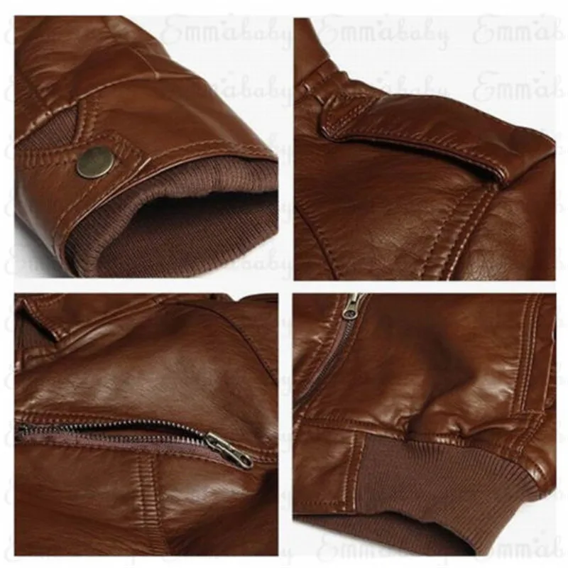 Мужская мотоциклетная куртка на молнии черная приталенная из искусственной кожи