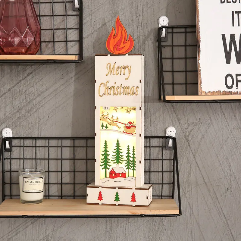 1 шт. рождественское светодиодное украшение Деревянный светильник с батареей