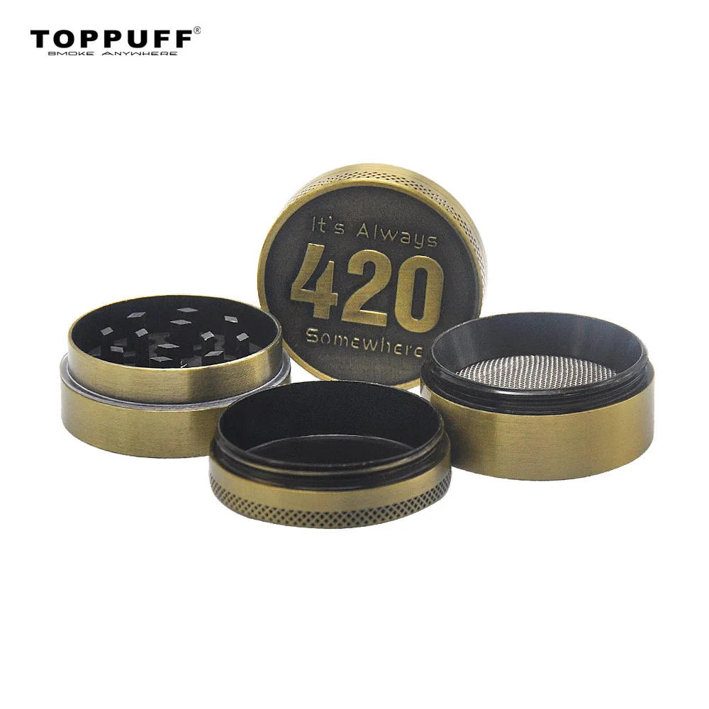 TOPPUFF латунь Стиль цинковый сплав ручной измельчитель 40 мм 4 труба металлическая