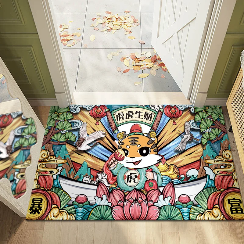 2022 year of the tiger cartoon national tide door mat new chinese new year auspicious carpet chinese new year entrance door mat free global shipping