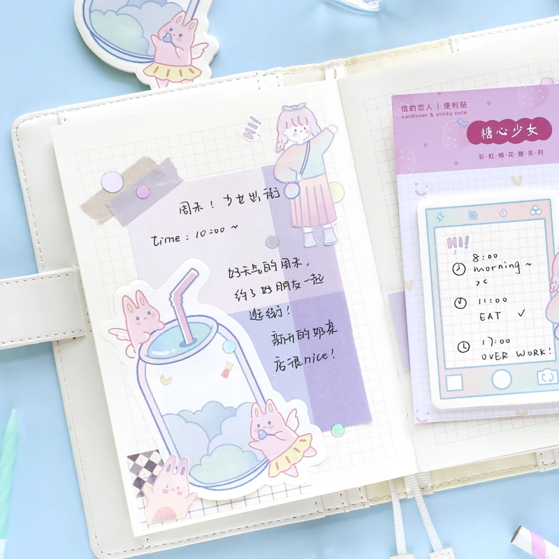 1 компл./Лот блокноты для записей липкие заметки Радужный Зефир ins милые бумажные