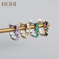 roxi u design hoop earrings for women 925 sterling silver irregular crystal earing colorful huggie earrings jewelry aros mujer