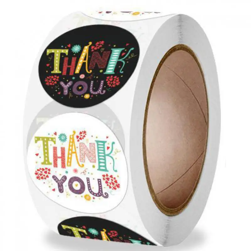 

500pcs Funny Thank You Stickers Roll , Round Thank You Labels for Greeting Cards, Flower Bouquets, Gift Wraps, Tags, Mailers Bag