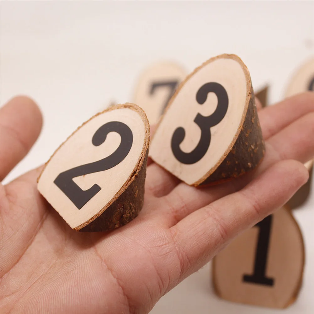 

1-10 Hanging Ornaments Wedding Numbers Cards Set Wood Slice Tables Seats Centerpieces Arts Crafts Party Signs Valentine's Day