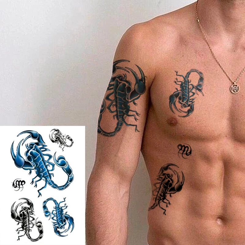 

Waterproof Temporary Body Art Arm Shoulder Chest Scorpion Sword Tattoo Sticker Women/Men Hot Sale 14.8*21 Cm