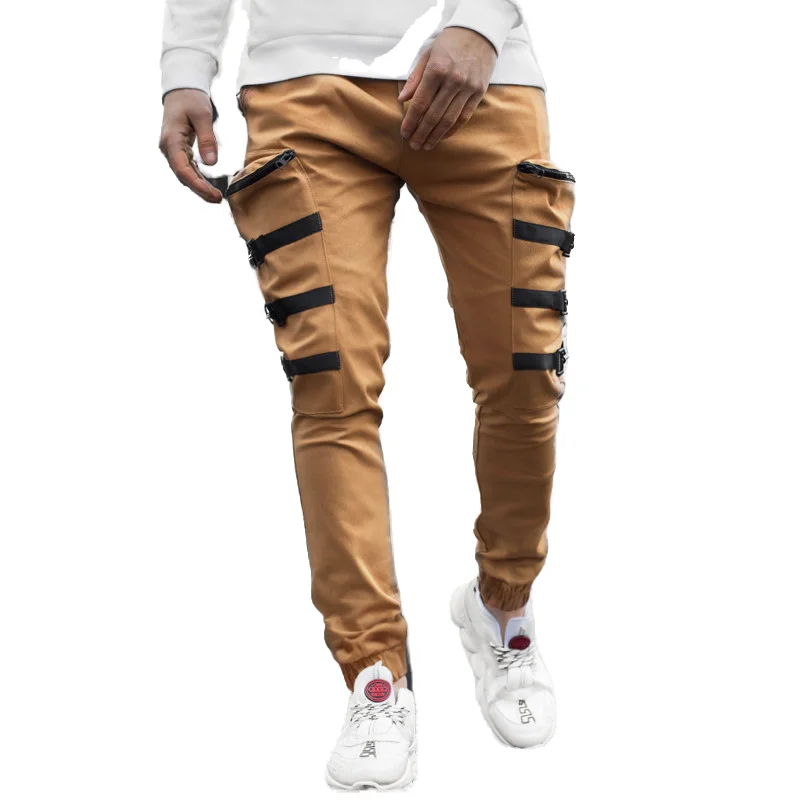 

Брюки мужские повседневные с большими карманами и декоративными лентами