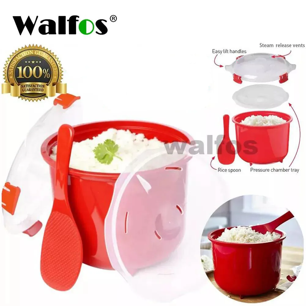 WALFOS Rice Bowl With Rice Spoon Microwave Oven Steamer Meal Food Rice Cooker Grain Cereal Storage Organizer Box Kitchen Gadgets