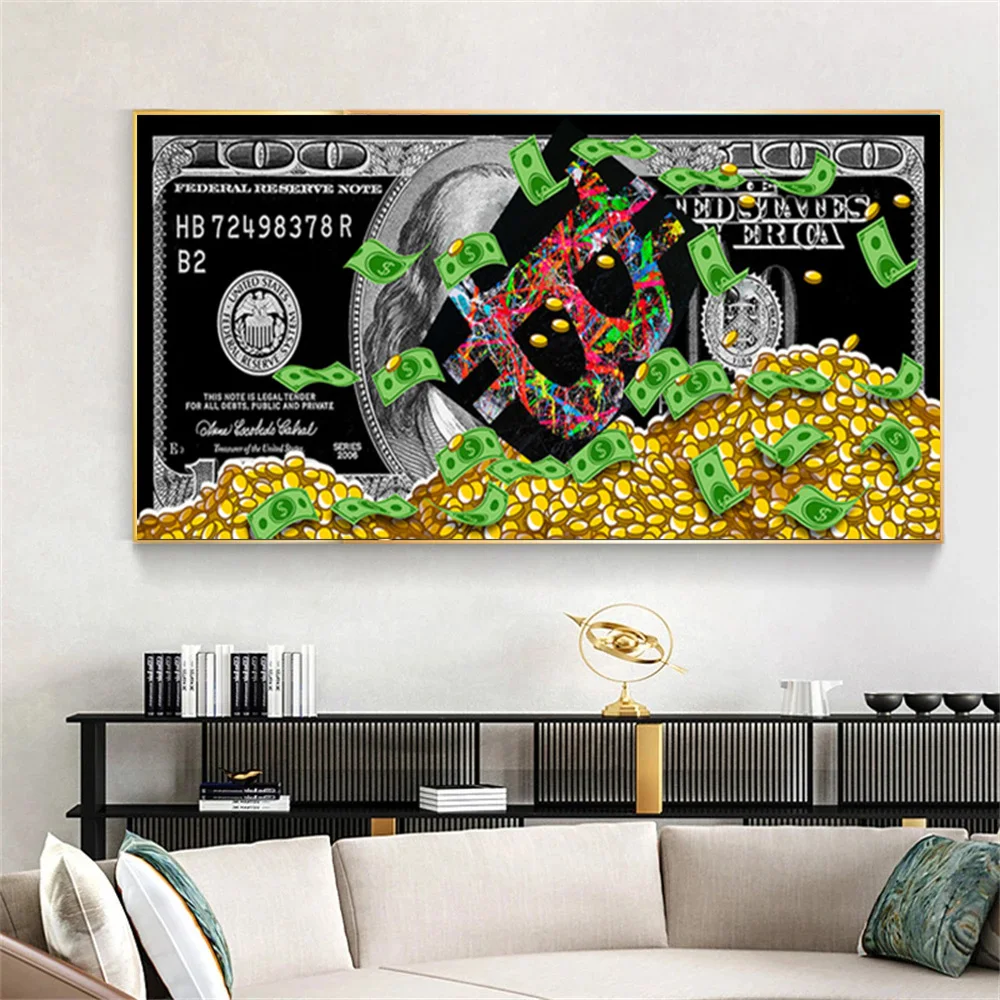 

Modern Street Graffiti Art Colorful Hundred Money Canvas Painting Popular Abstract Posters Wall Pictures Living Room Home Decor