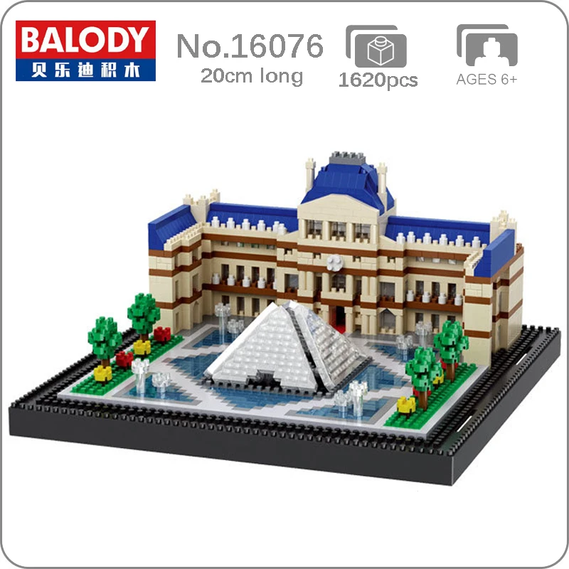 

Balody 16076 City Architecture Paris Louvre Museum 3D Model Building Blocks Set Mini Diamond Bricks Toy for Boys Children Gifts