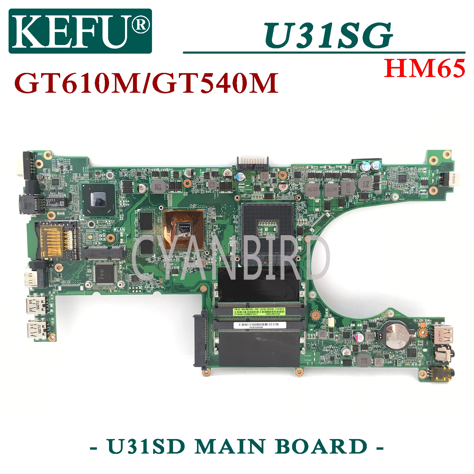 KEFU U31SD оригинальная материнская плата ASUS U31SG U31S с HM65 GT610M/GT520M для ноутбука |