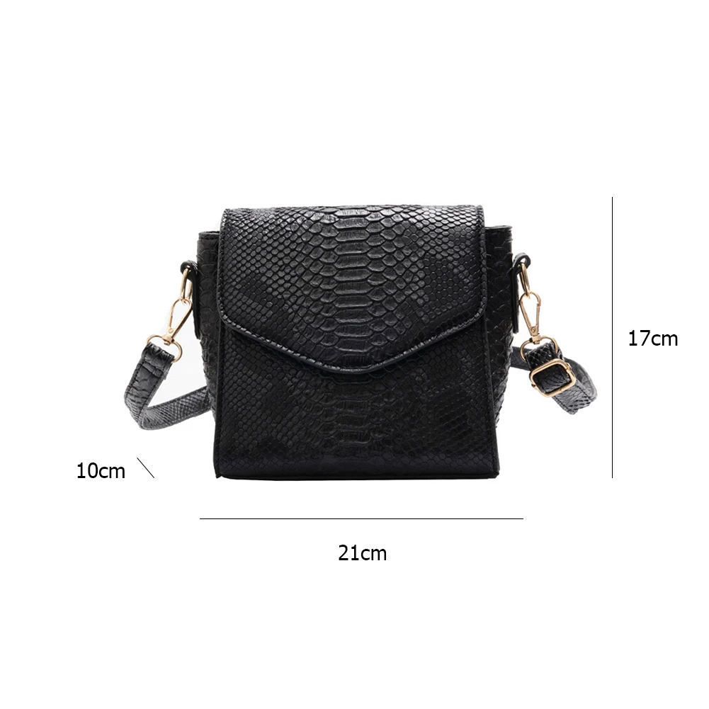 

Solid Color Shoulder Messenger Bag Women Snake Pattern Money Handbags Totes Fashion Simple PU Leather Crossbody Bags 2021 Trend