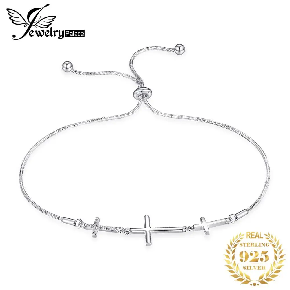 JewelryPalace кубического циркония три креста регулируемый браслет 925 пробы Серебряная