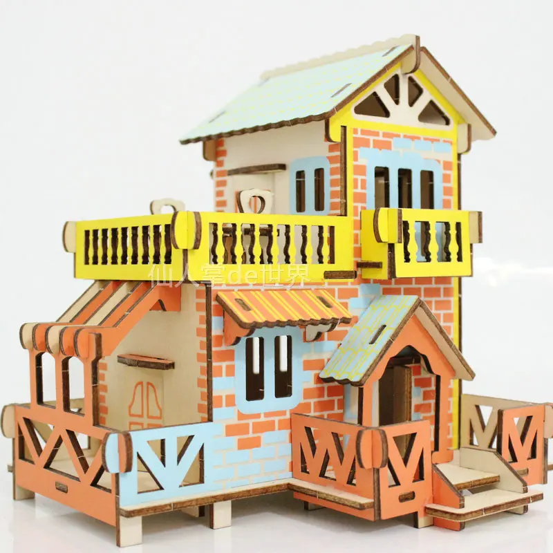 candice guo! wooden toy 3D puzzle hand work DIY woodcraft assemble kit country cottage beauty house birthday Christmas gift 1pc | Игрушки и